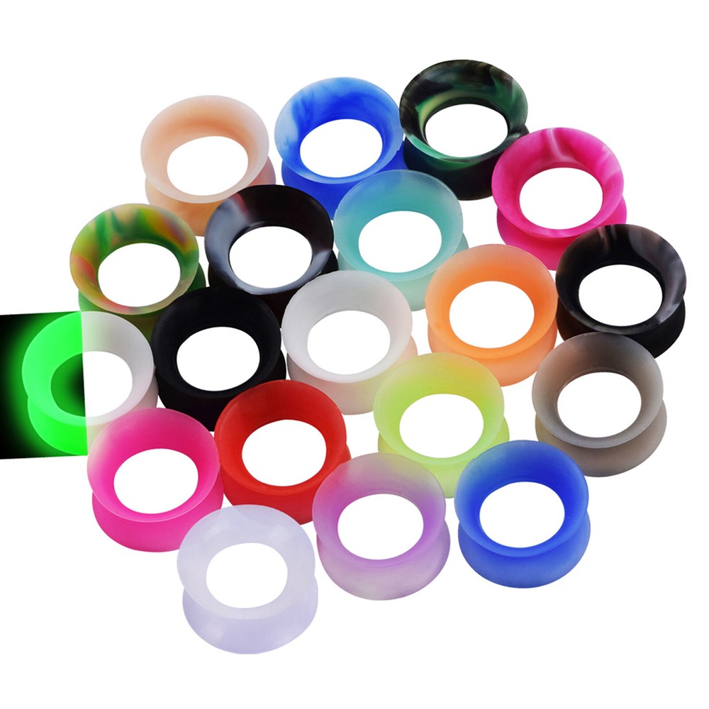 PAIR Soft Thin Silicone Double Flared Ear Tunnels Plugs Gauges Expander 2g-3/4"
