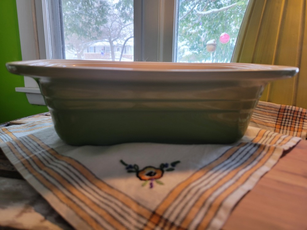 Vintage Le Creuset Stoneware Baking Rectangular Dish 11x7" Kiwi Green