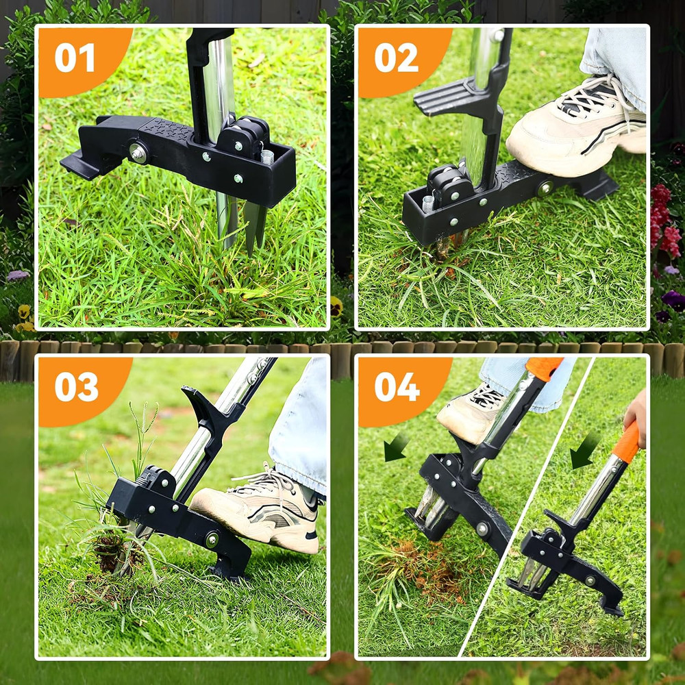 Weed Puller Tool,Detachable Stand up Weed Puller with Long Handle,3-Claw Steel H