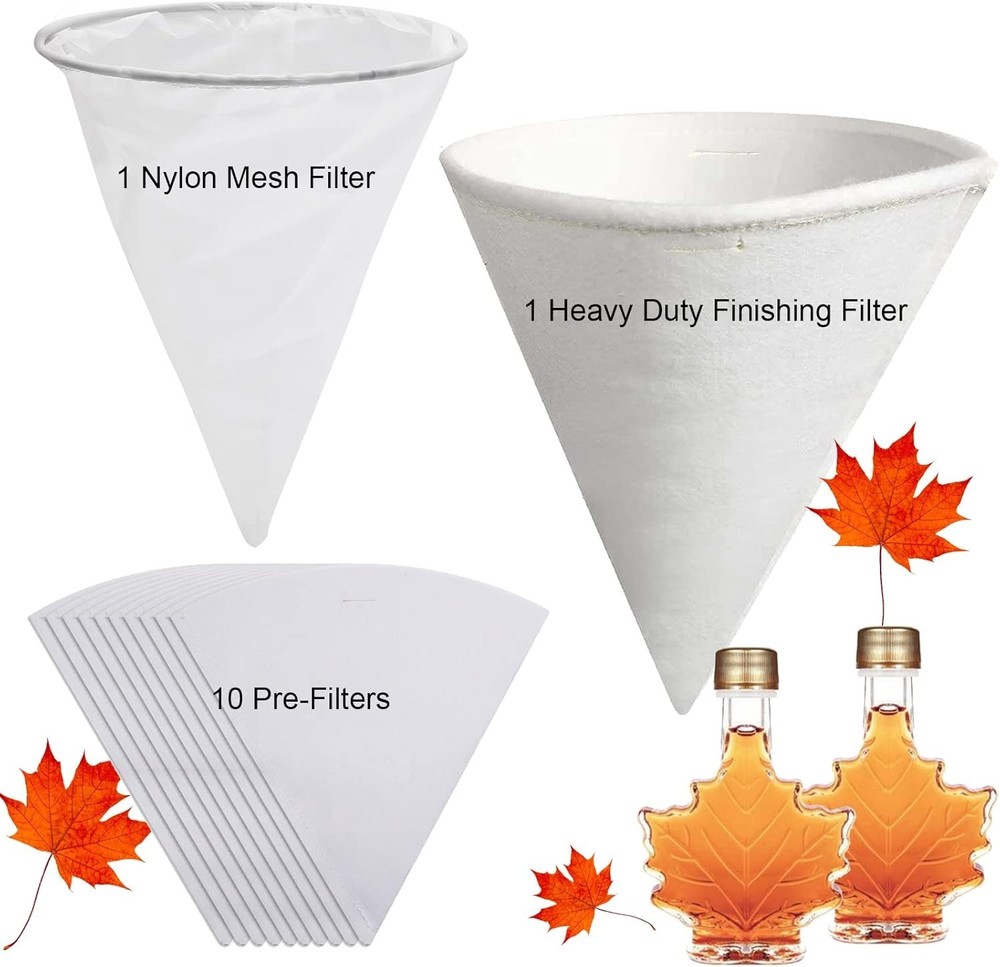 Maple Syrup Filter Set, 12 Pcs 1 Qt Reusable Maple Syrup Filter System Includ...