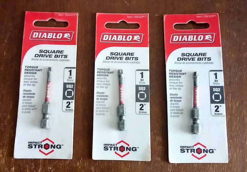 (3) Diablo DSQ22P1 2" Square Drive Bits