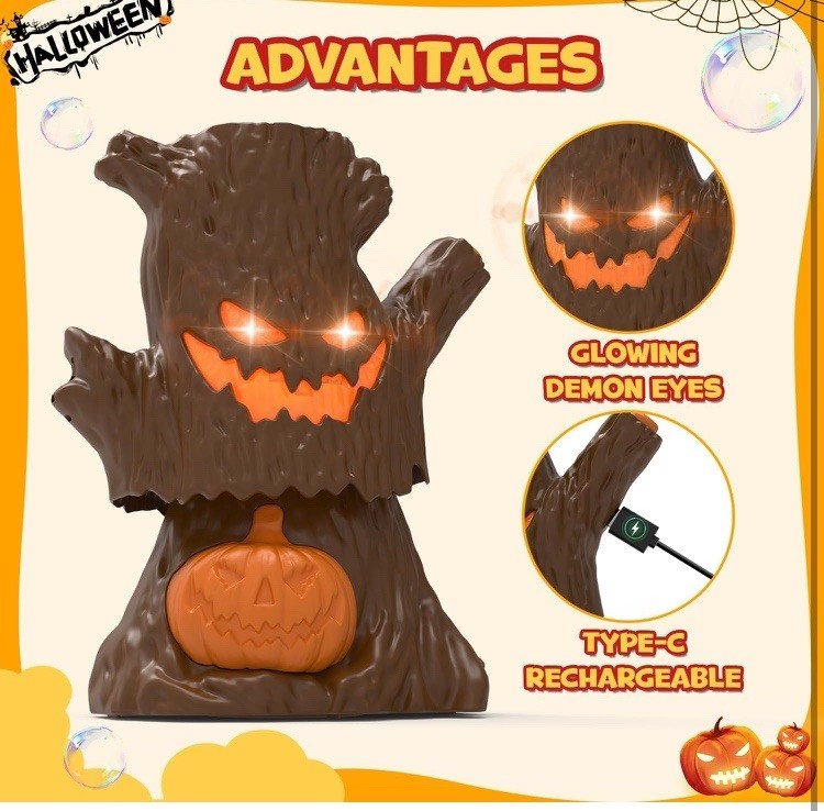 Automatic Bubble Lights Machine Swinging Stump Halloween Decoration Animated USB