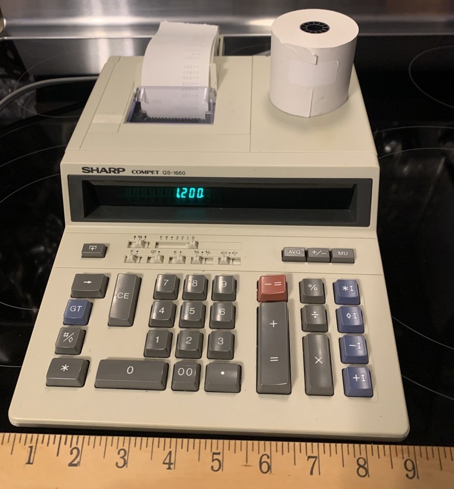 Sharp Compet QS-1660 Electronic Printing Calculator Desktop Manual Extra Paper