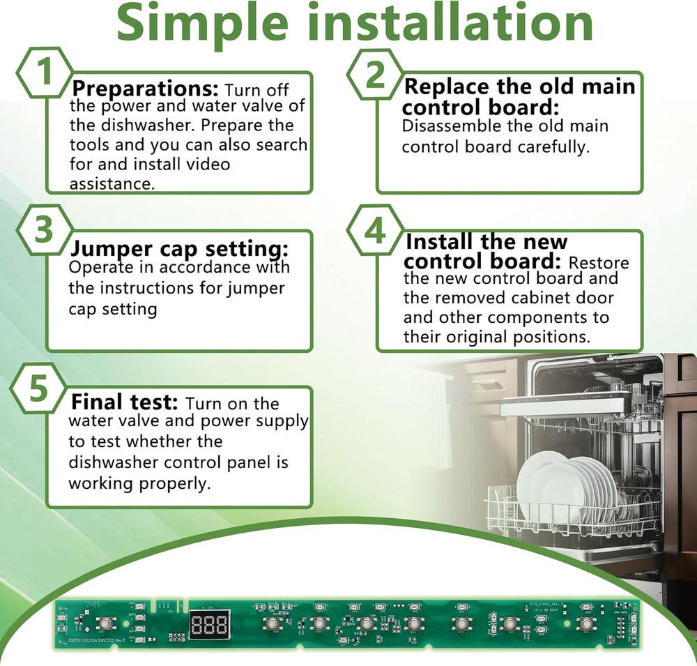 GE Dishwasher Control Board & User Interface, Compatible with Select Models