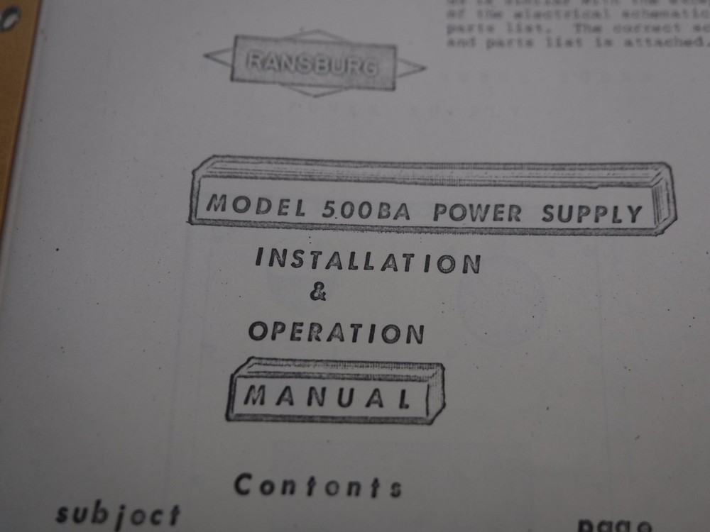 Ransburg 500BB Service Manual