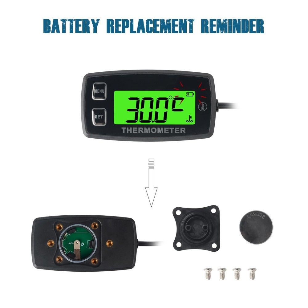 Digital LCD Engine Temperature Display Over Temperature Warning Green Backlight...