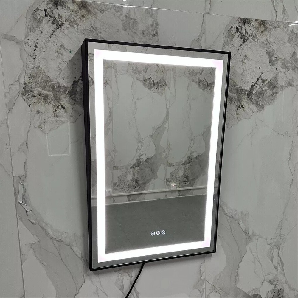 LED Illuminated Bathroom ADA Fixed Mirror with Tilt Frame Vanity 3 Colors Mirror