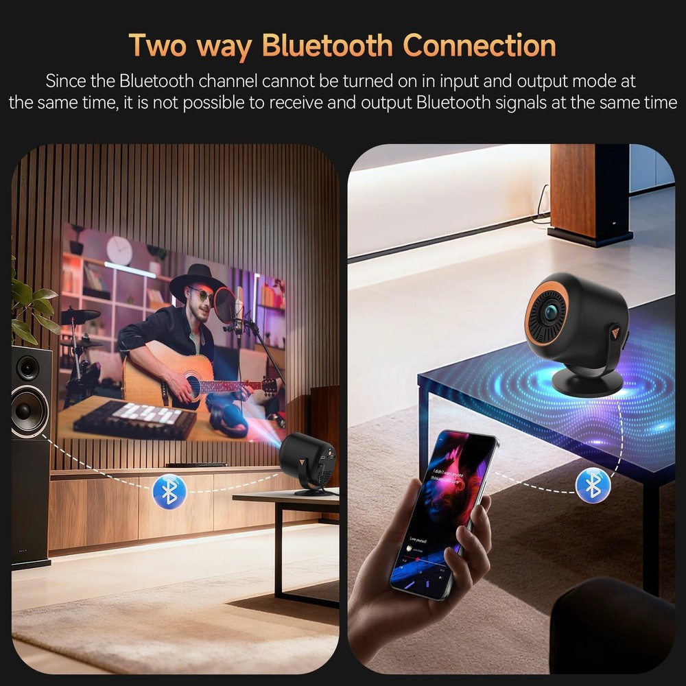 Mini Projector with WiFi and Bluetooth, Portable Projector Native 1080P Suppo...