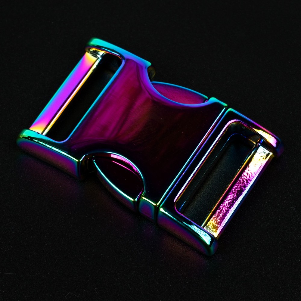 3/4 Inch Iridescent Rainbow Convex Non Adjustable Side Release Buckles, 5 Pack