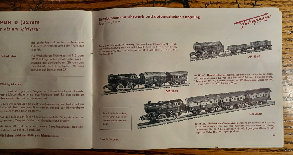1954 Fleischmann HO Model Railroad Catalog - German Language
