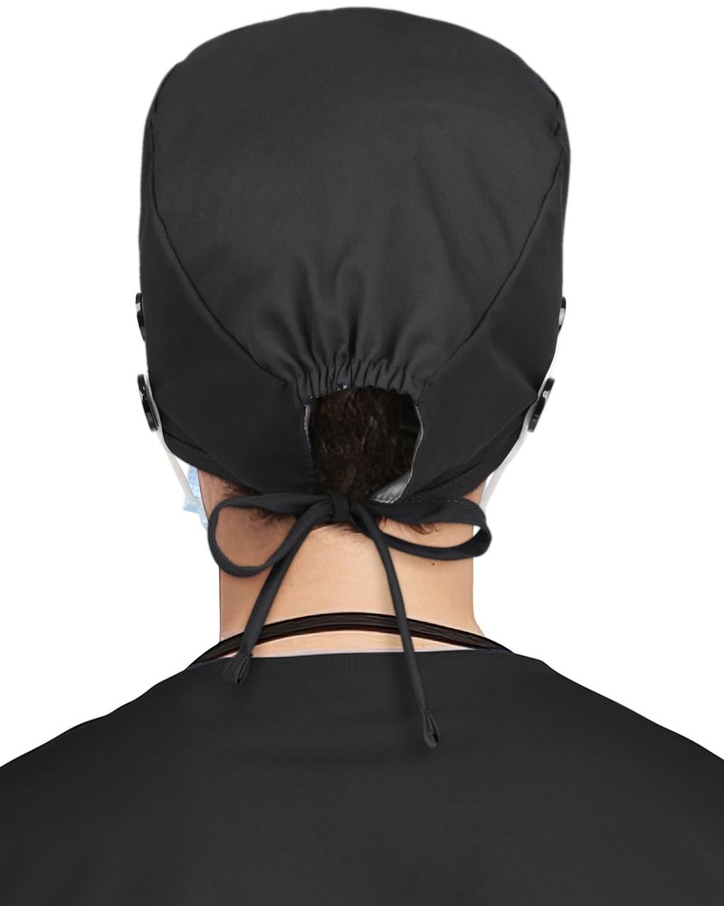 Unisex Satin Lined Scrub Cap Adjustable Tie Back Nurse Working Hat