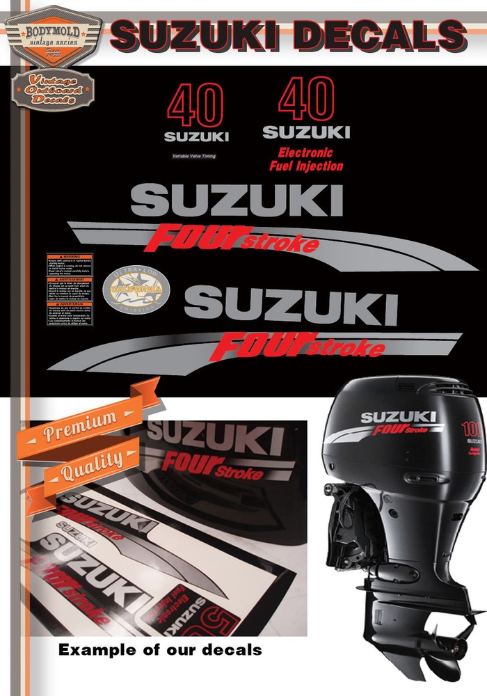 SUZUKI 40hp FOUR STROKE Decals 2006-2009 Models