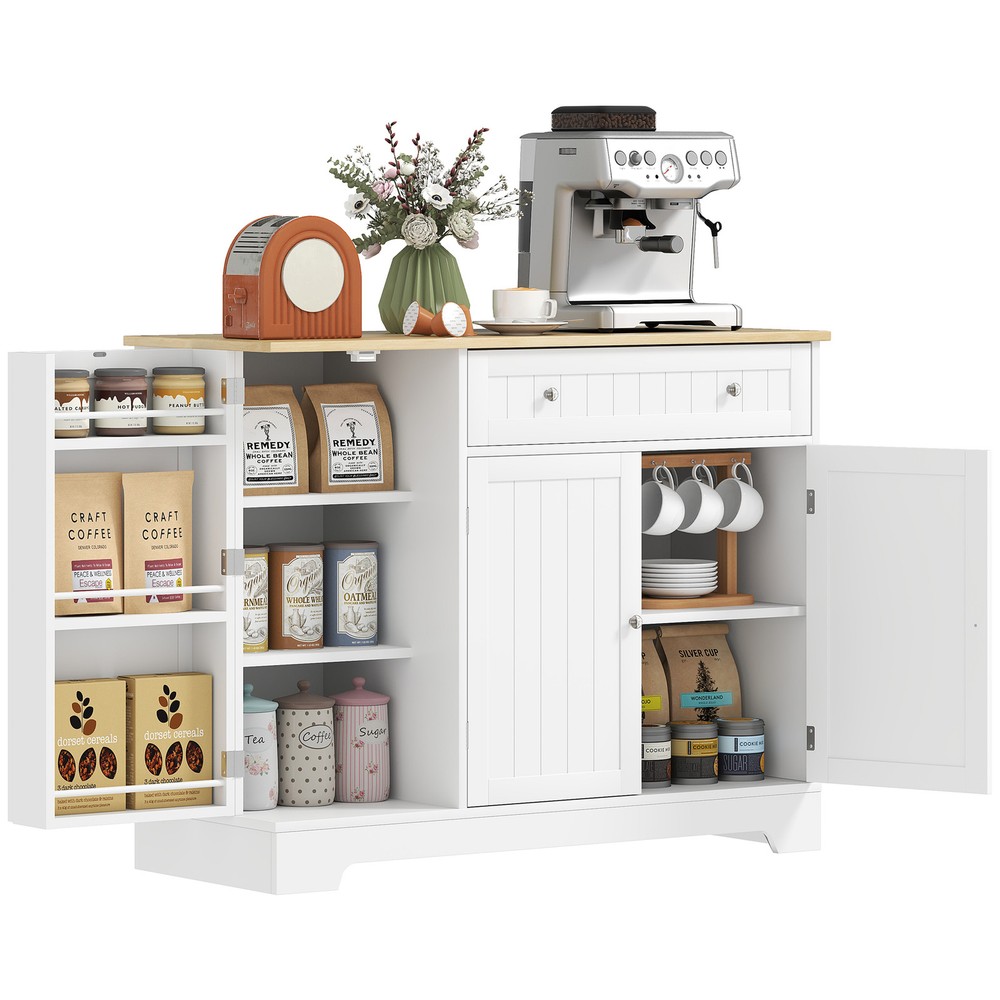 41" Sideboard Buffet Cabinet with Storage Drawer, Adjustable Shelf, White