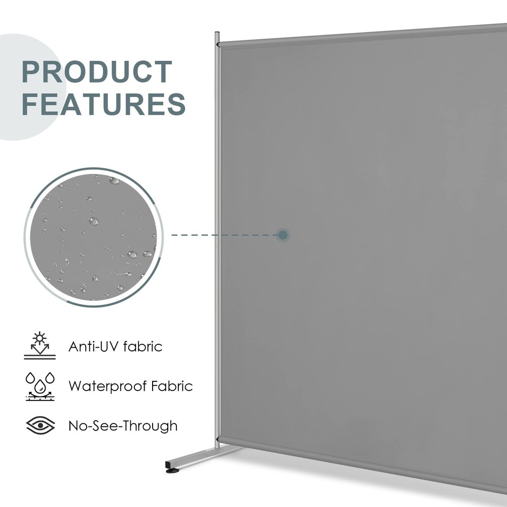 RANTILA Single Large Panel Room Divider, Privacy Screen 1 Panel, Grey