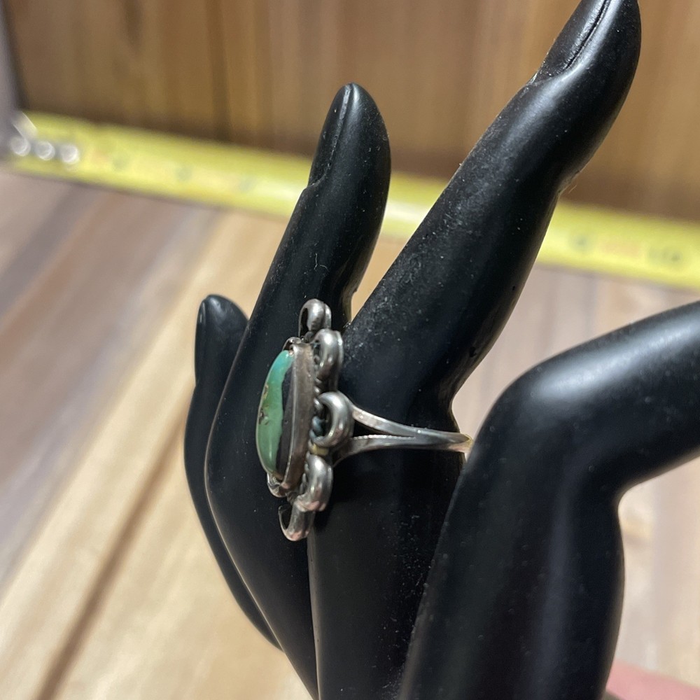 Sterling Silver And Chunky Turquoise Ring. Size 7