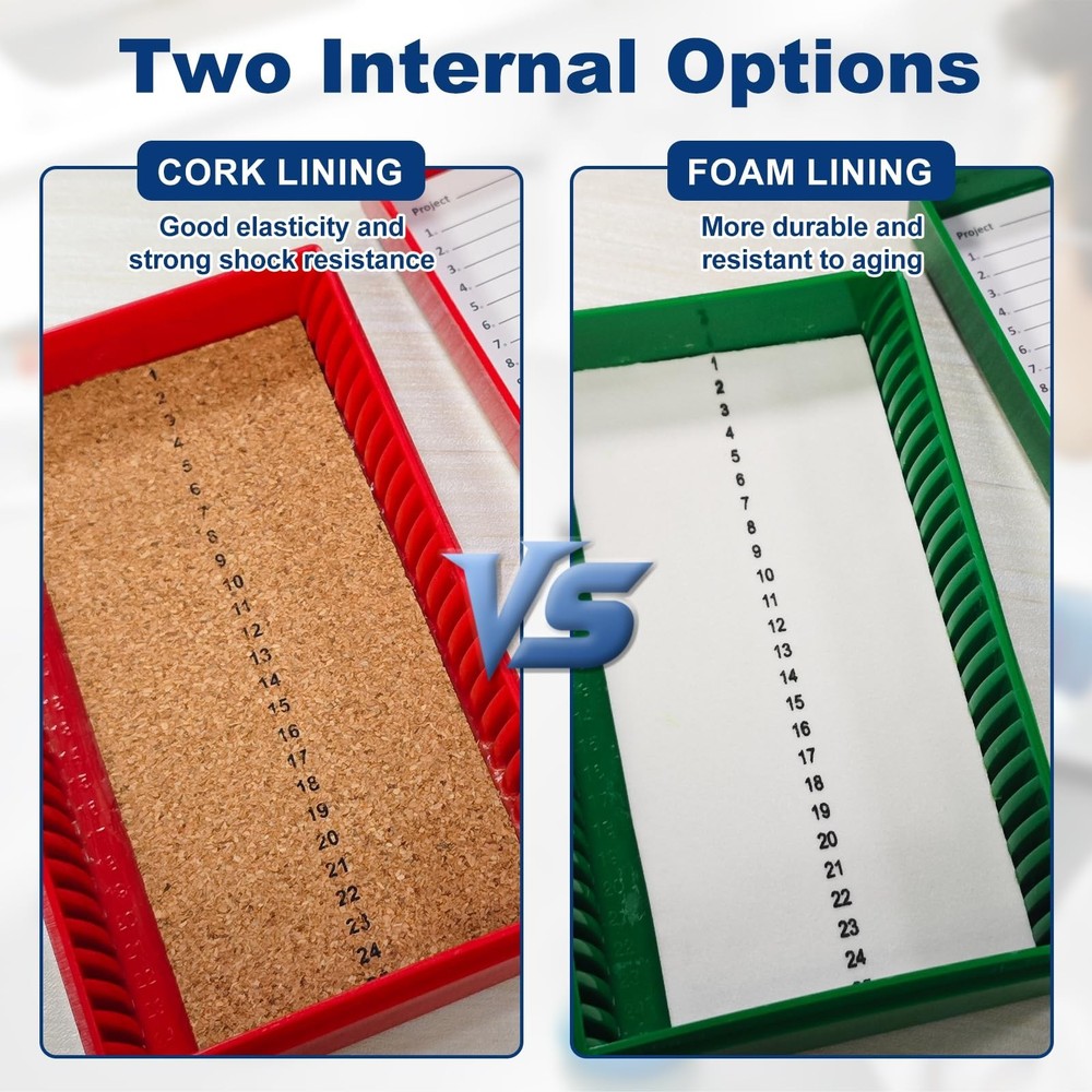 Microscope Slide Storage Box, 25-Place Plastic Microscope Slide Holder with F...