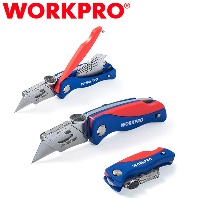 WORKPRO Folding Utility Knife Quick-Change Box Cutter Blade w/ 5PCS Extra Blades