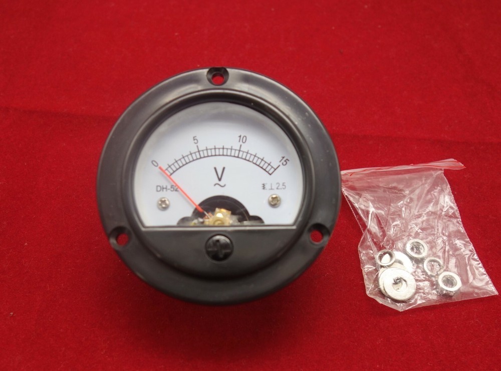 AC 0-15V Round Analog Voltmeter Voltage Panel Meter Dia. 66.4mm DH52