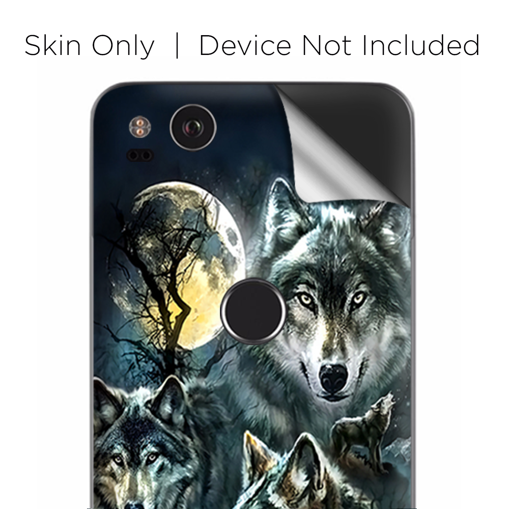 Google Pixel 2 Skins Decal Wrap 3 Wolves Moonlight