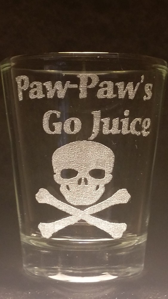 2 Skull etched shot glass. Can be personalized. Different designs available!