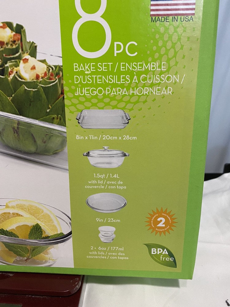 Kitchen Classics 195-92216LIB Tempered Glass Bake Set, 8-Pc.