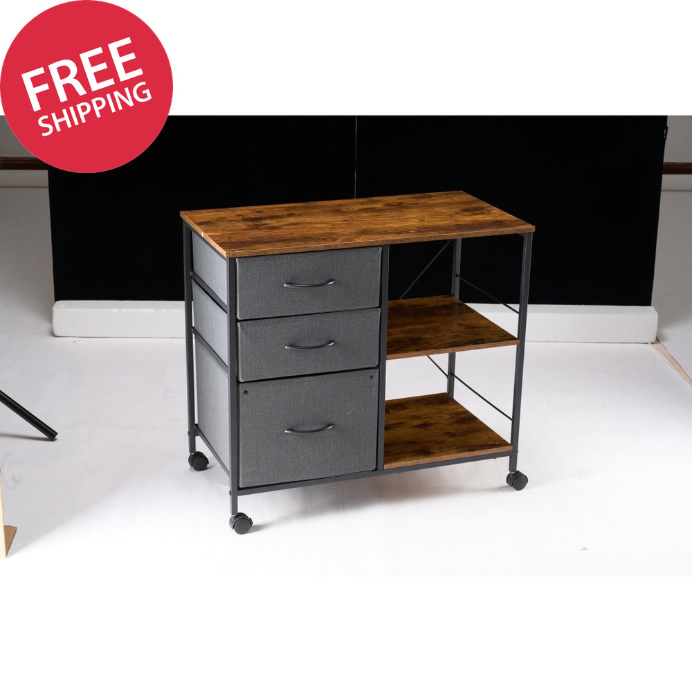3-Layer Mobile Filing Cabinet, Printer Stand with Storage, Office Storage Cabine