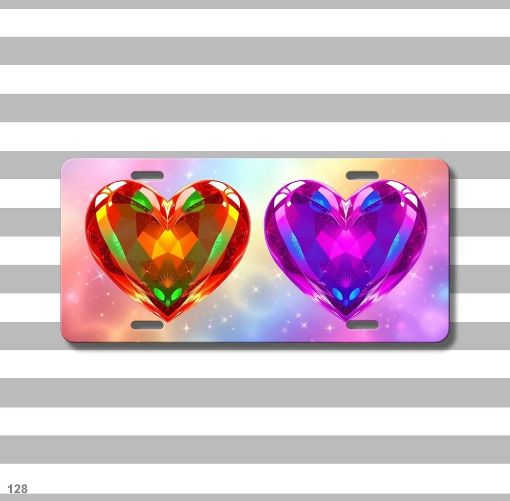 Romantic Hearts License Plate Custom Auto Tag Unique Gift