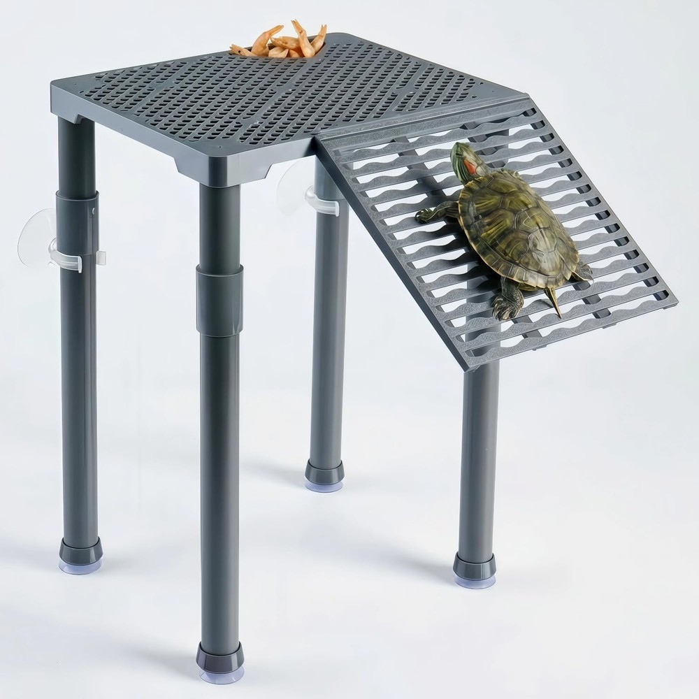 SolidForm Turtle Basking Platform with Ramp, Built-in Food Tray, Zero Zip-Tied