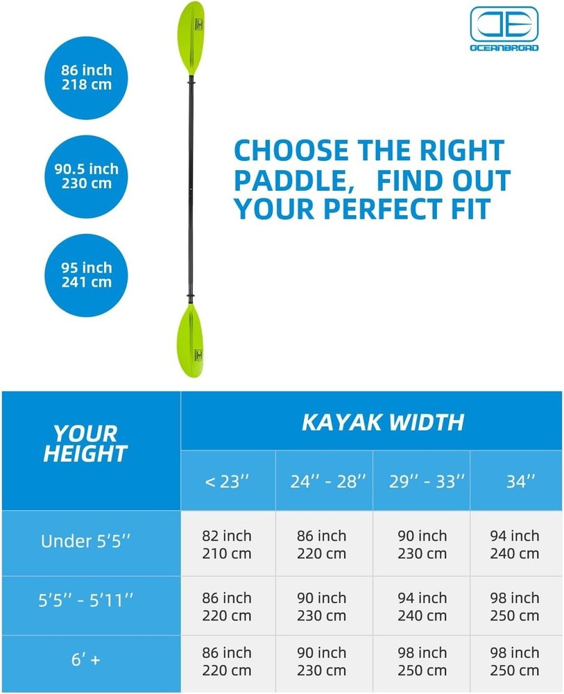 Lightweight Oar with Paddle Leash - Green