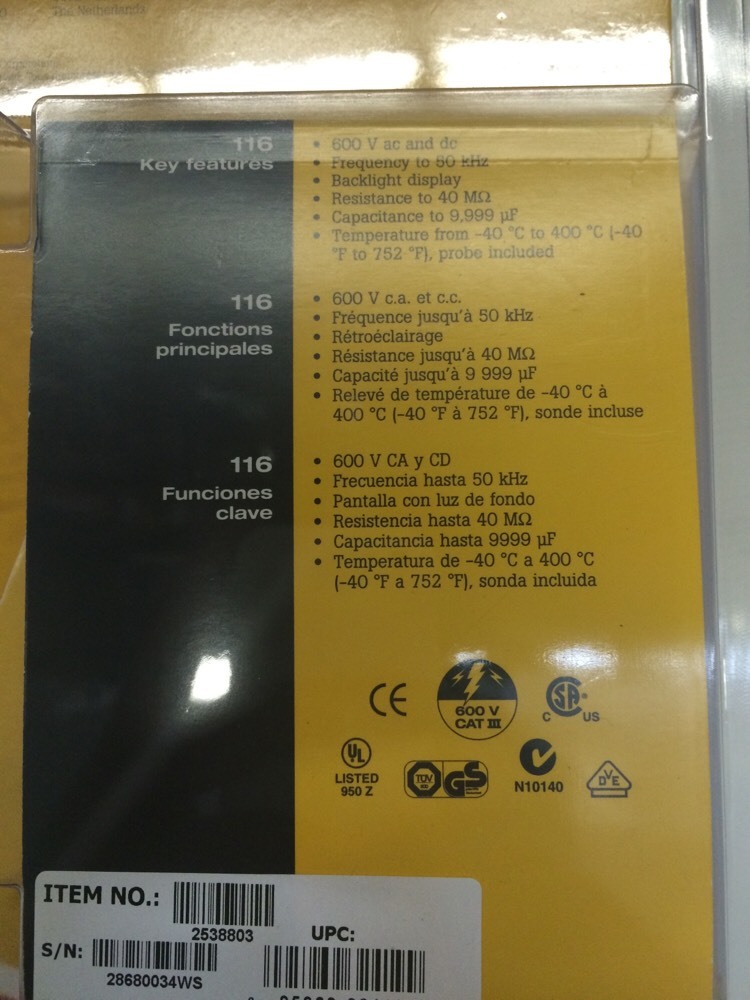 Fluke 116 Multimeter With Temperature