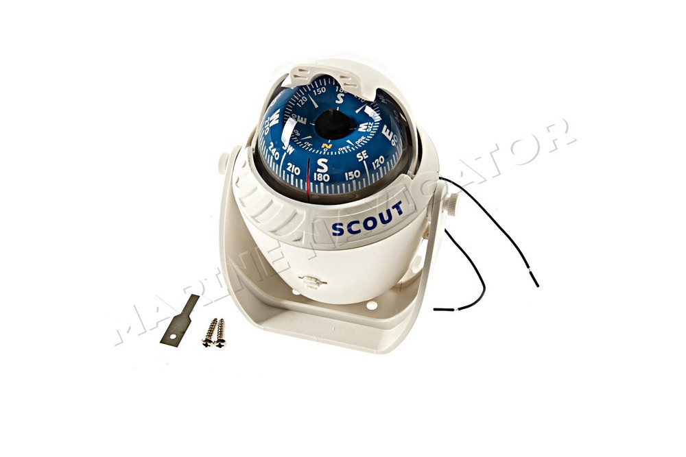 FINDER Boat Marine Compass 2" 5/8 67mm White/Blue Bracket Mount