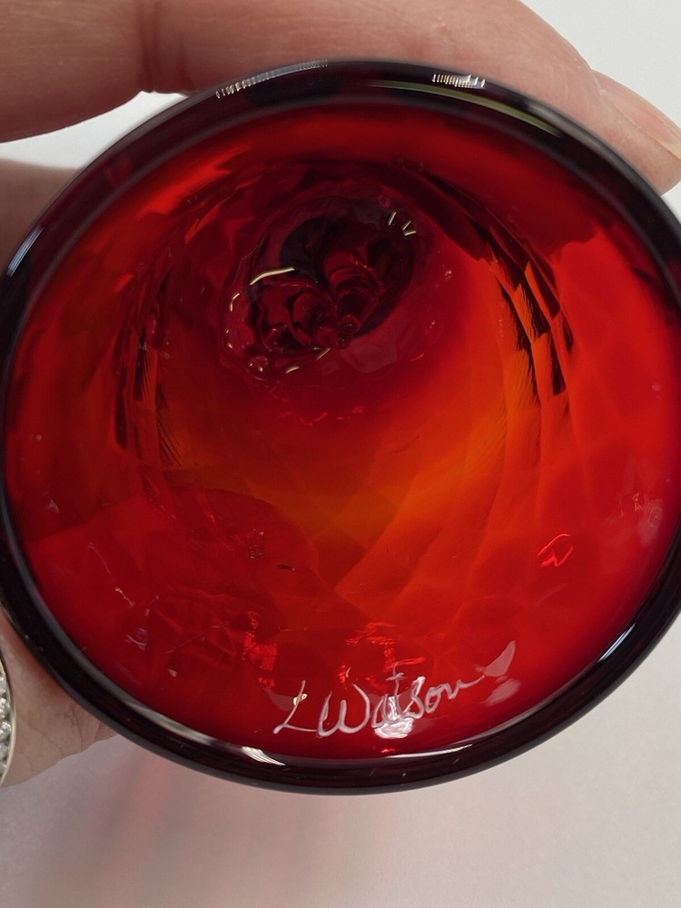Fenton Hand Painted Red Christmas Bell In Box Missing Clapper 4 1/4” Signed