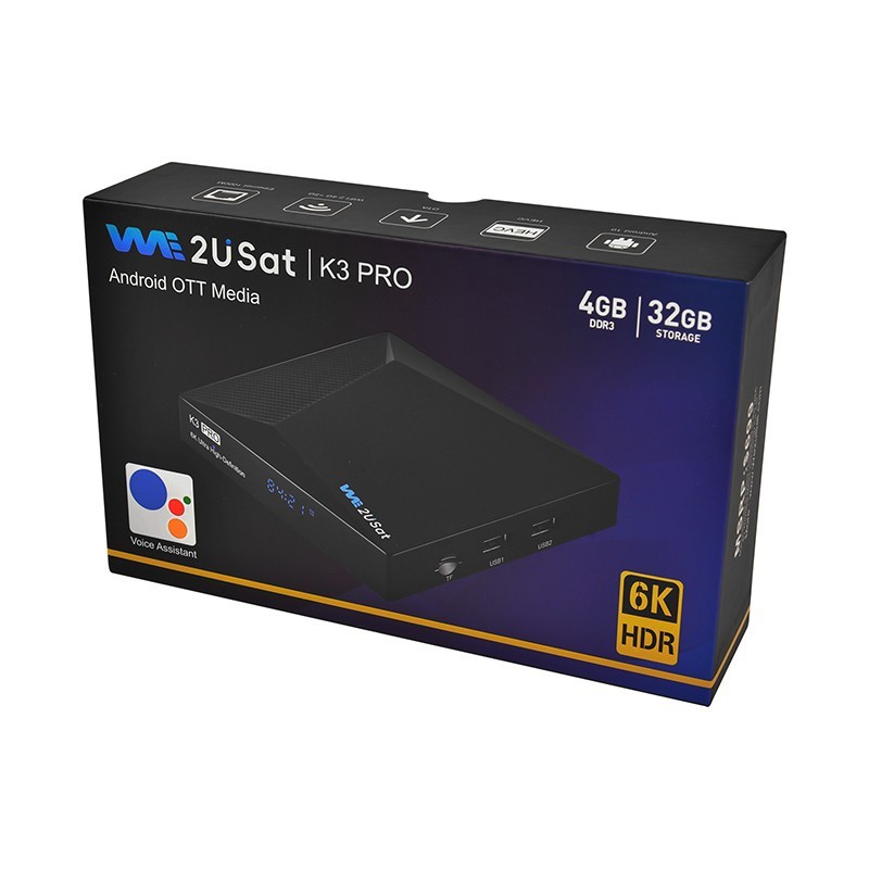 We2USat K3 PRO Android Smart TV Box 2026 Media Player Bluetooth Voice Control US