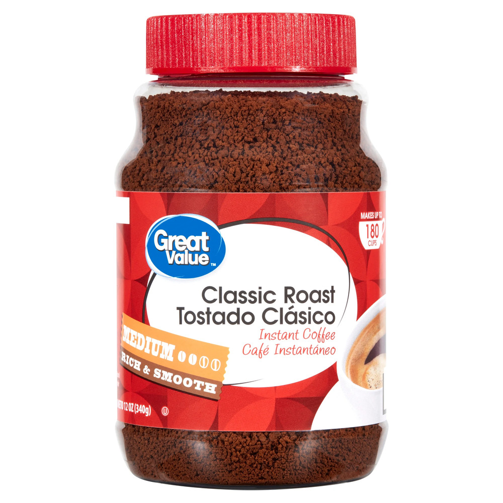 (3 packs) Classic Medium Roast Instant Coffee, 12 Oz