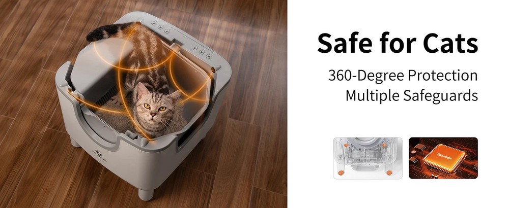 Self-Cleaning Litter Box - Open-Top Automatic Cat Litter Box with Odor Control