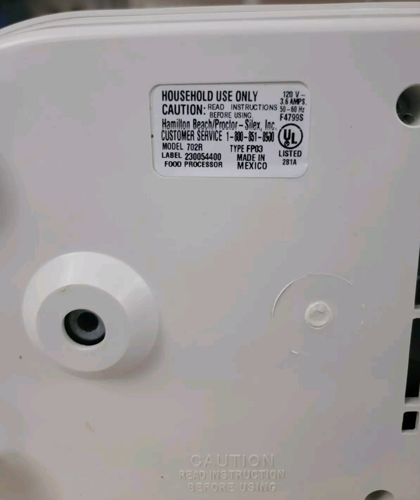 Hamilton Beach Food Processor 702R *2 Speed 7 Cup Capacity Base Only - Tested