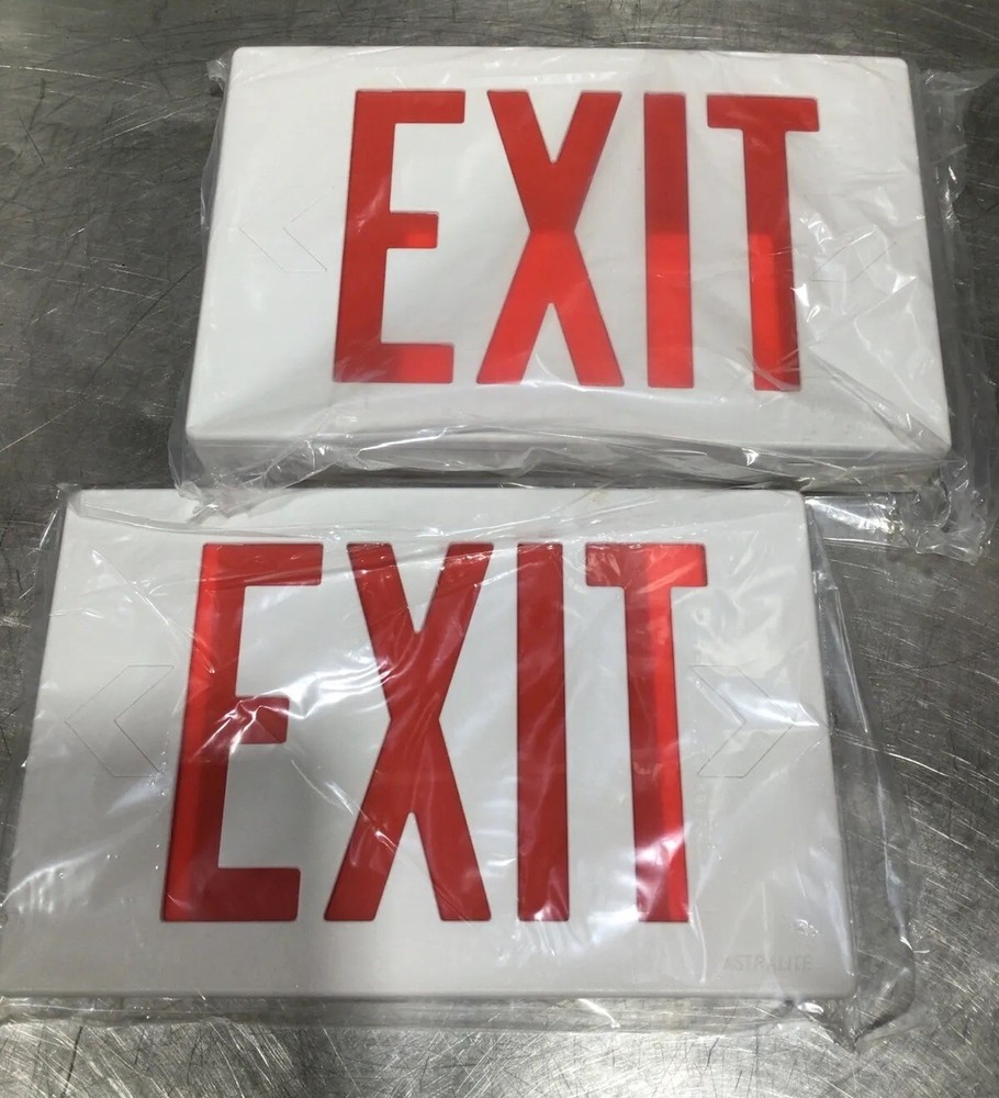Astralite Exit Signs TP-U-R-W-EM Nos Surplus