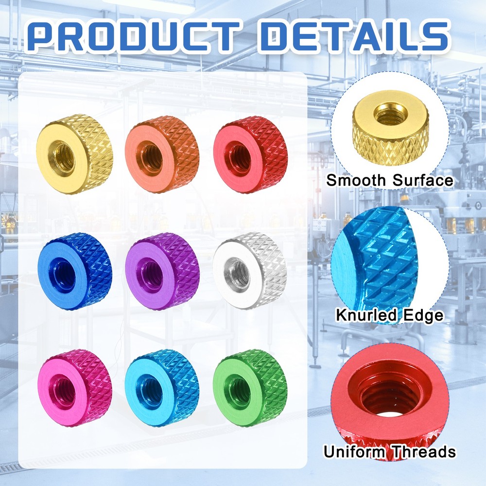 4Pcs M3x10mmx5mm Knurled Thumb Nuts, Blue