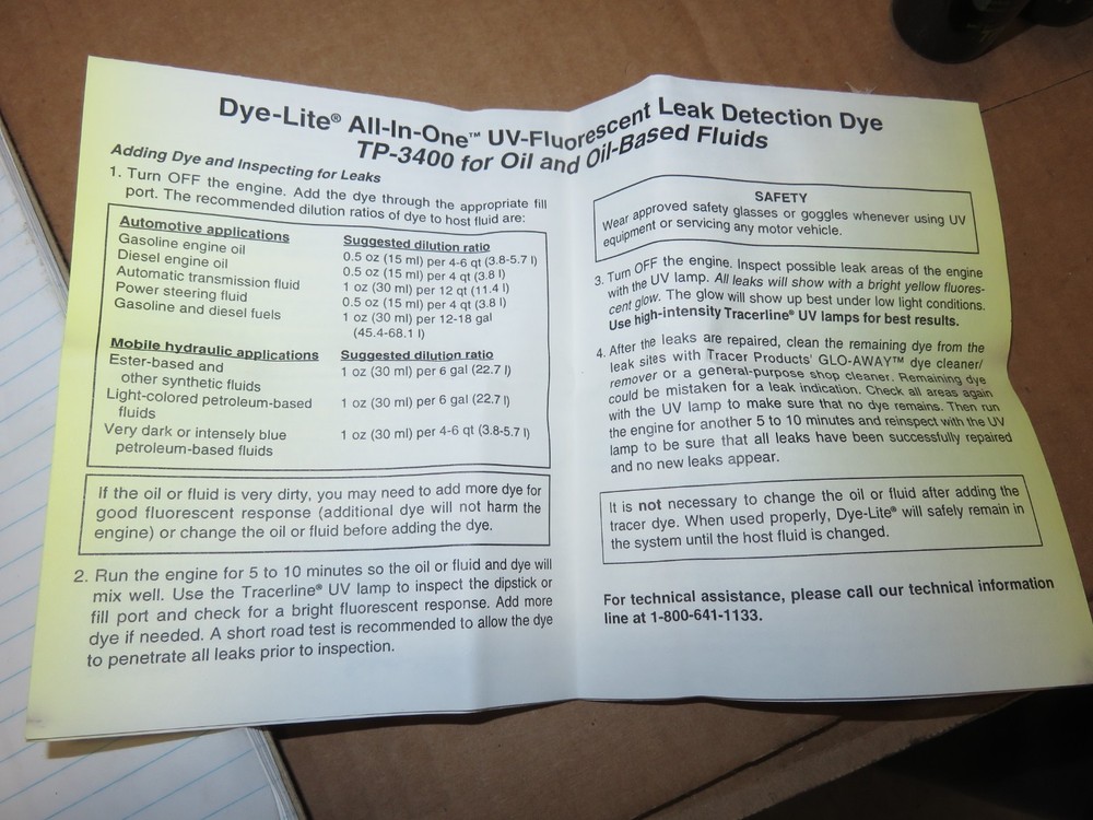 DY-LITE LEAK DETECTION TRACER DYE