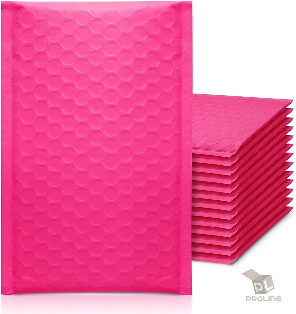 250 #000 4x8 Pink Poly Bubble Padded Envelopes Self-Sealing Mailers