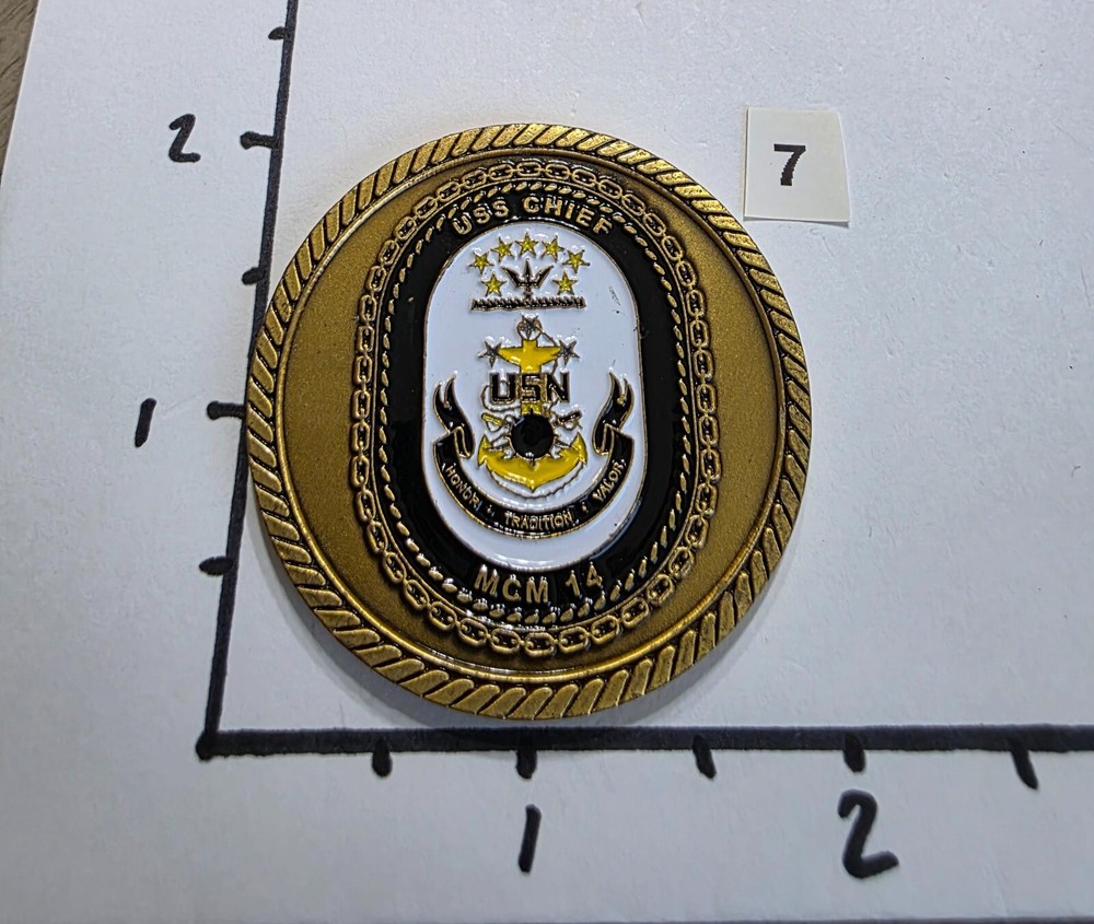 USS CHIEF MCM 14 CHIEF'S MESS CHALLENGE COIN