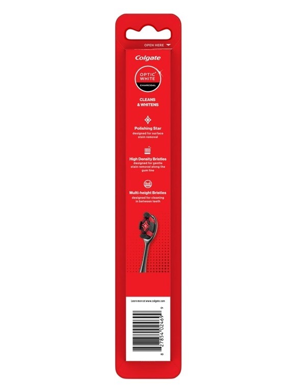 Colgate Optic White Charcoal Soft Toothbrushes for Adults 2 Pack