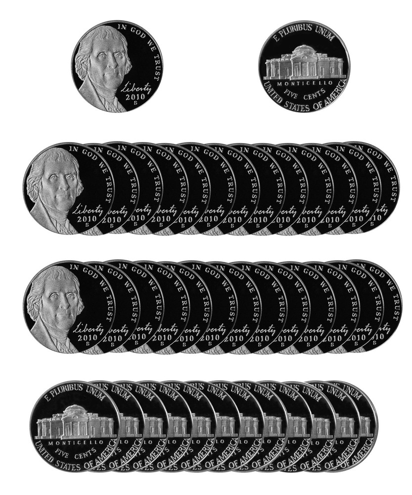 2010 Gem Deep Cameo Proof Jefferson Nickel Roll 40 US Coins