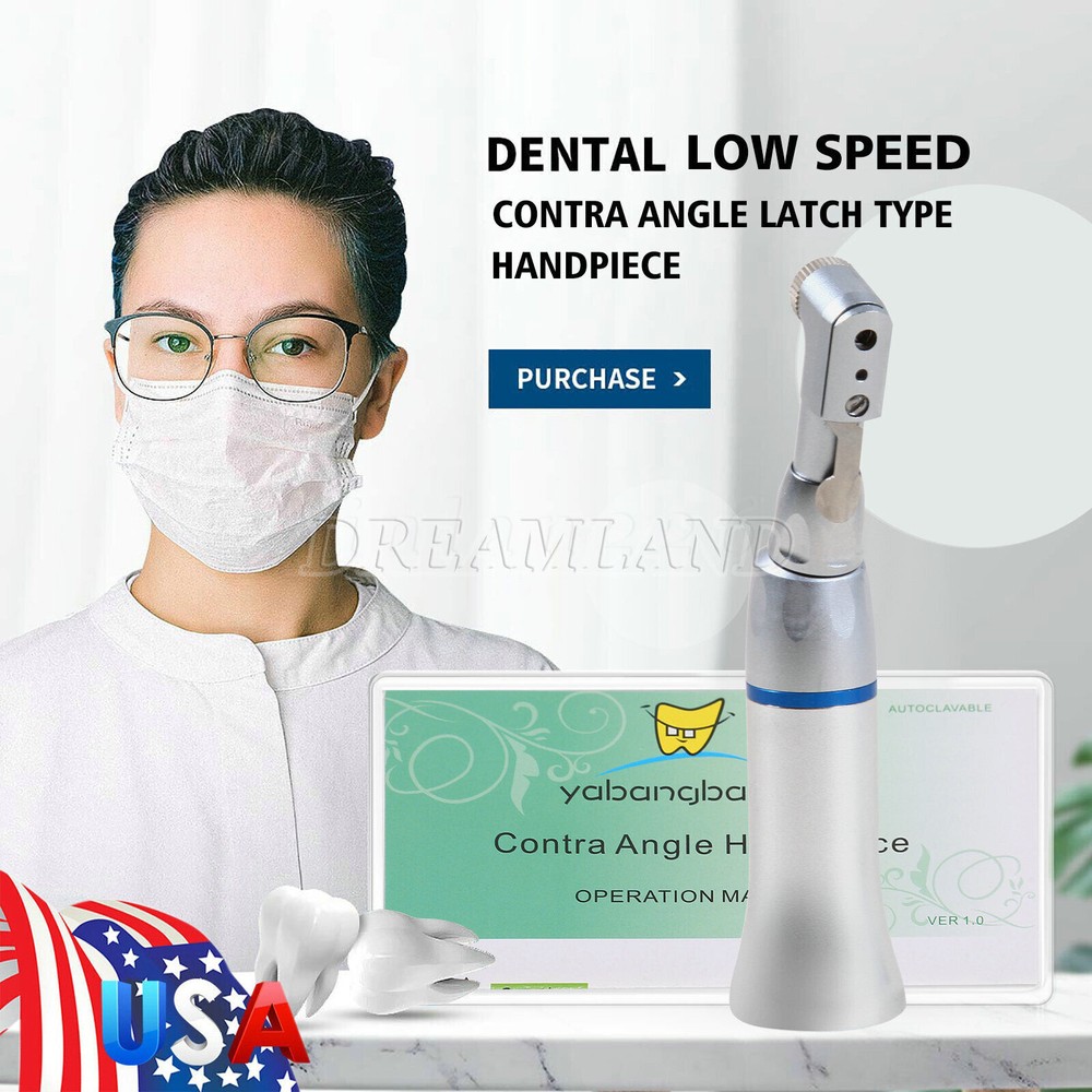 NSK Style Dental Slow Low Speed Contra Angle Handpiece Push / Latch Head E-type