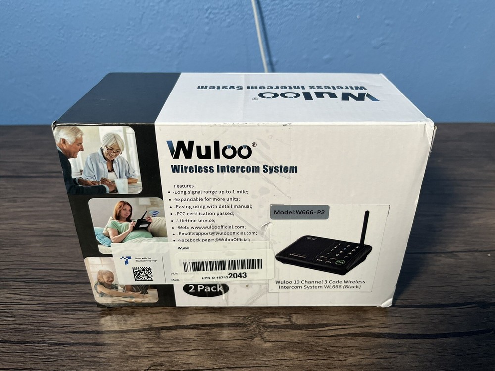 Wuloo WL666-P2 Wireless Intercoms System - Black NEW OPEN BOX