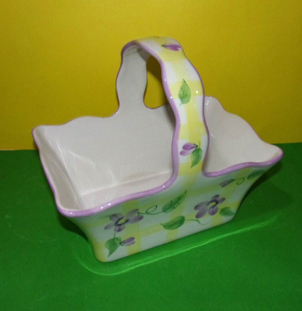 Teleflora Spring Summer Basket Handle White with Flower Design