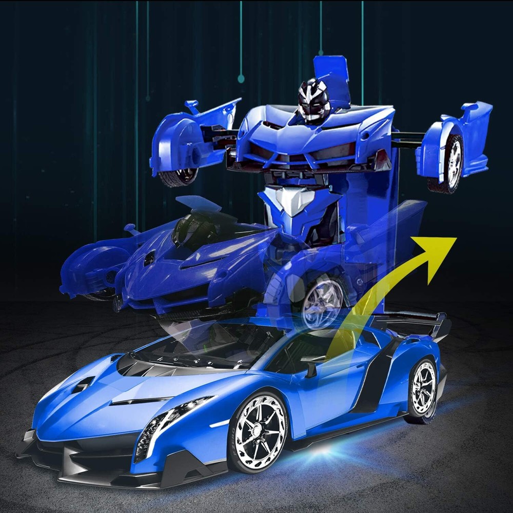 Remote Control Transform Robot Car Toy for Kids with Dazzling Light 360°Rotating