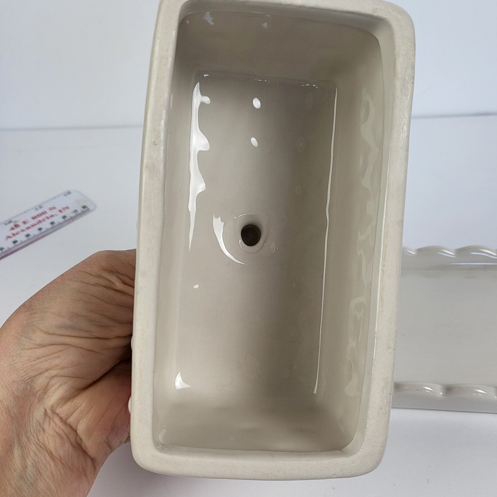 Vintage Country Cottage Core DOT Ceramic Butter Dish Rectangle