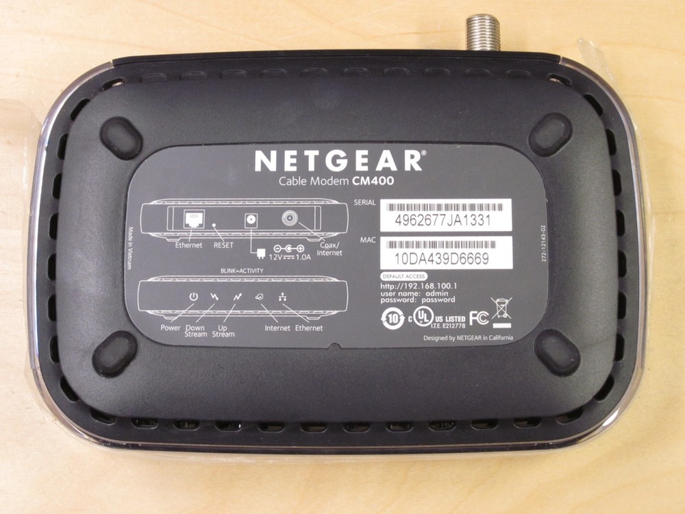 NETGEAR CM400 High Speed Cable Modem - For Parts