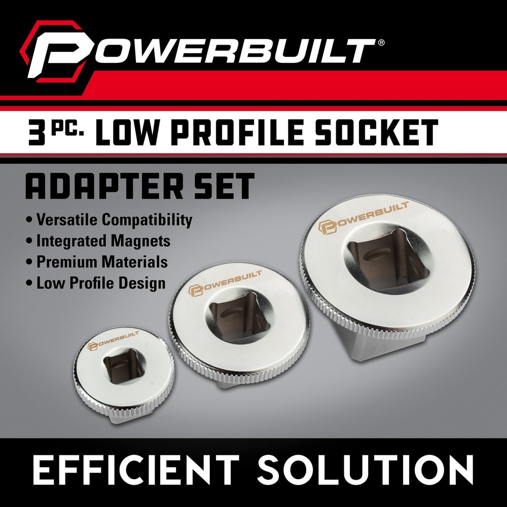 Powerbuilt 3 Piece Low Profile Socket Adapter Set - 643066ECE